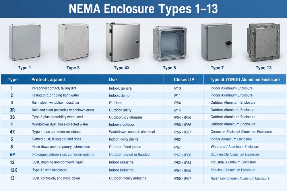 Complete NEMA Rating Chart (Type 1–13)