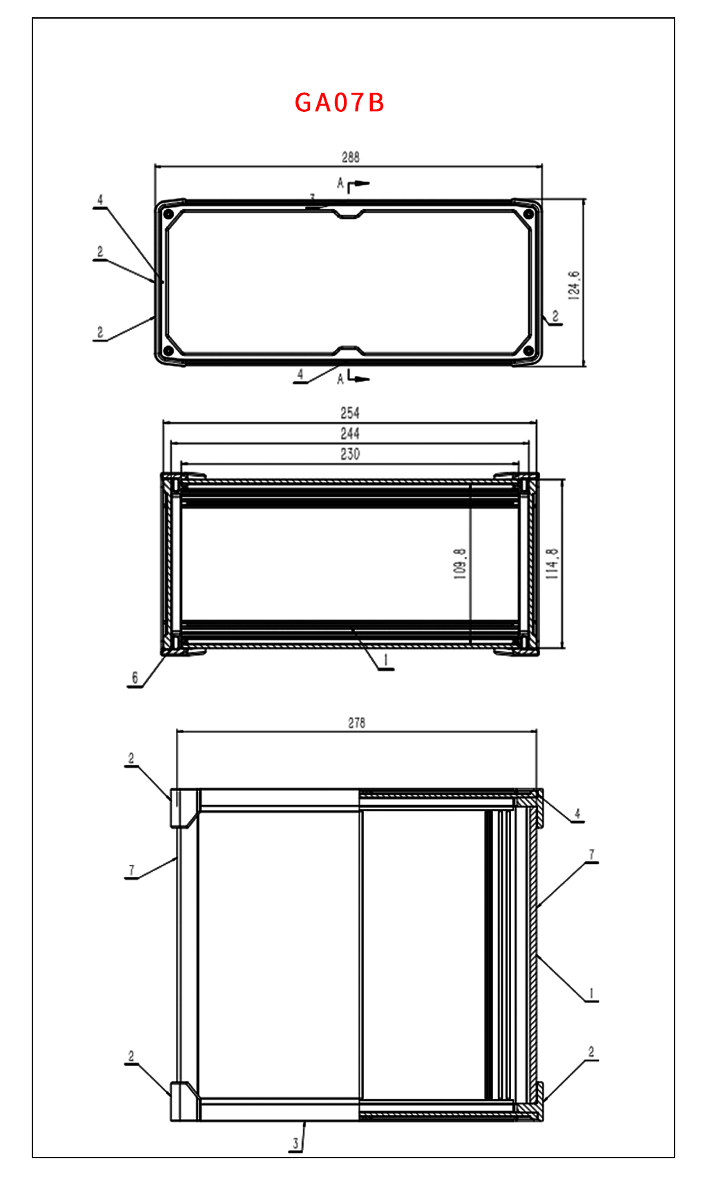 Electronic Test Equipment Enclosure - Section Drawing - GA07B
