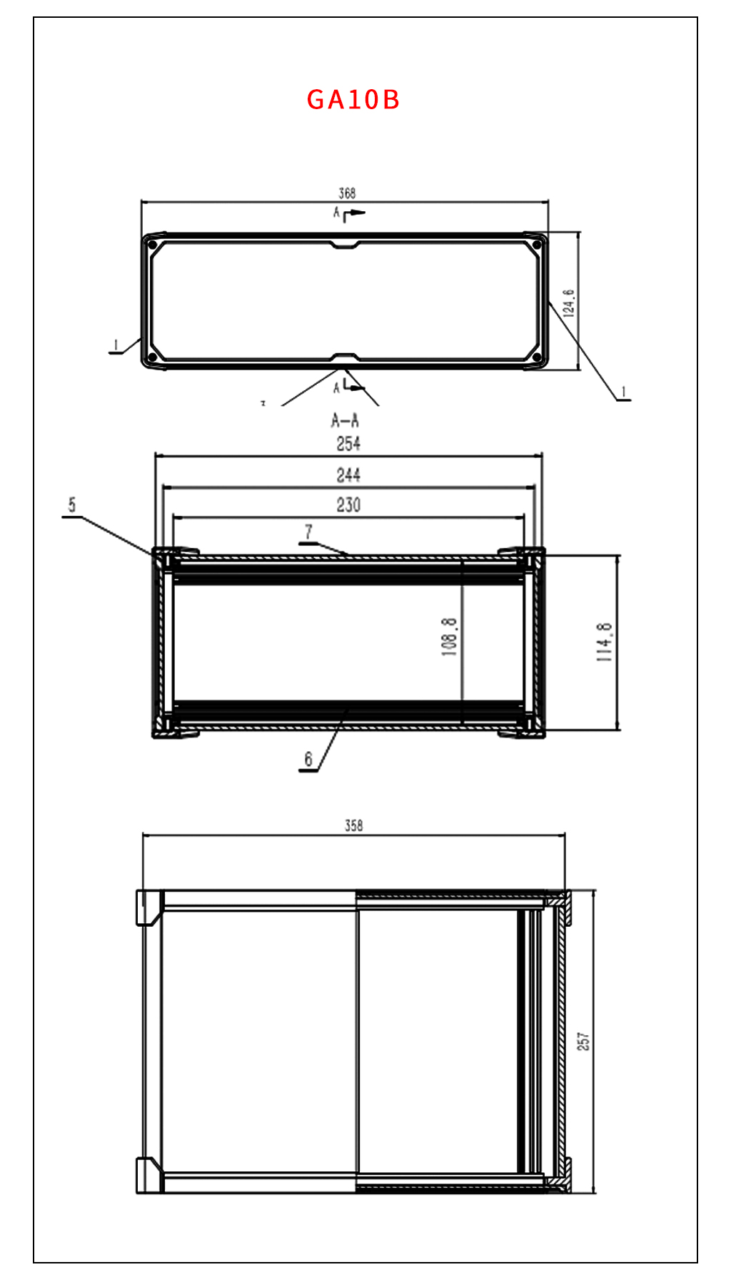 Electronic Test Equipment Enclosure - Section Drawing - GA10B