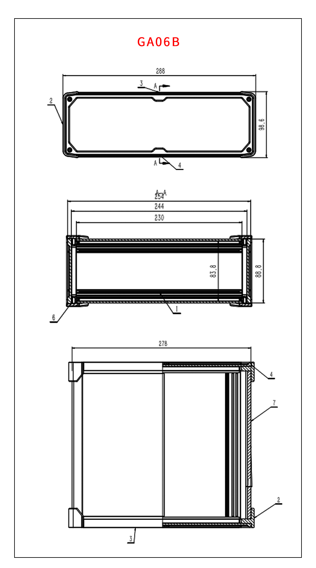 Industrial PC Enclosure - Section Drawing - GA06B