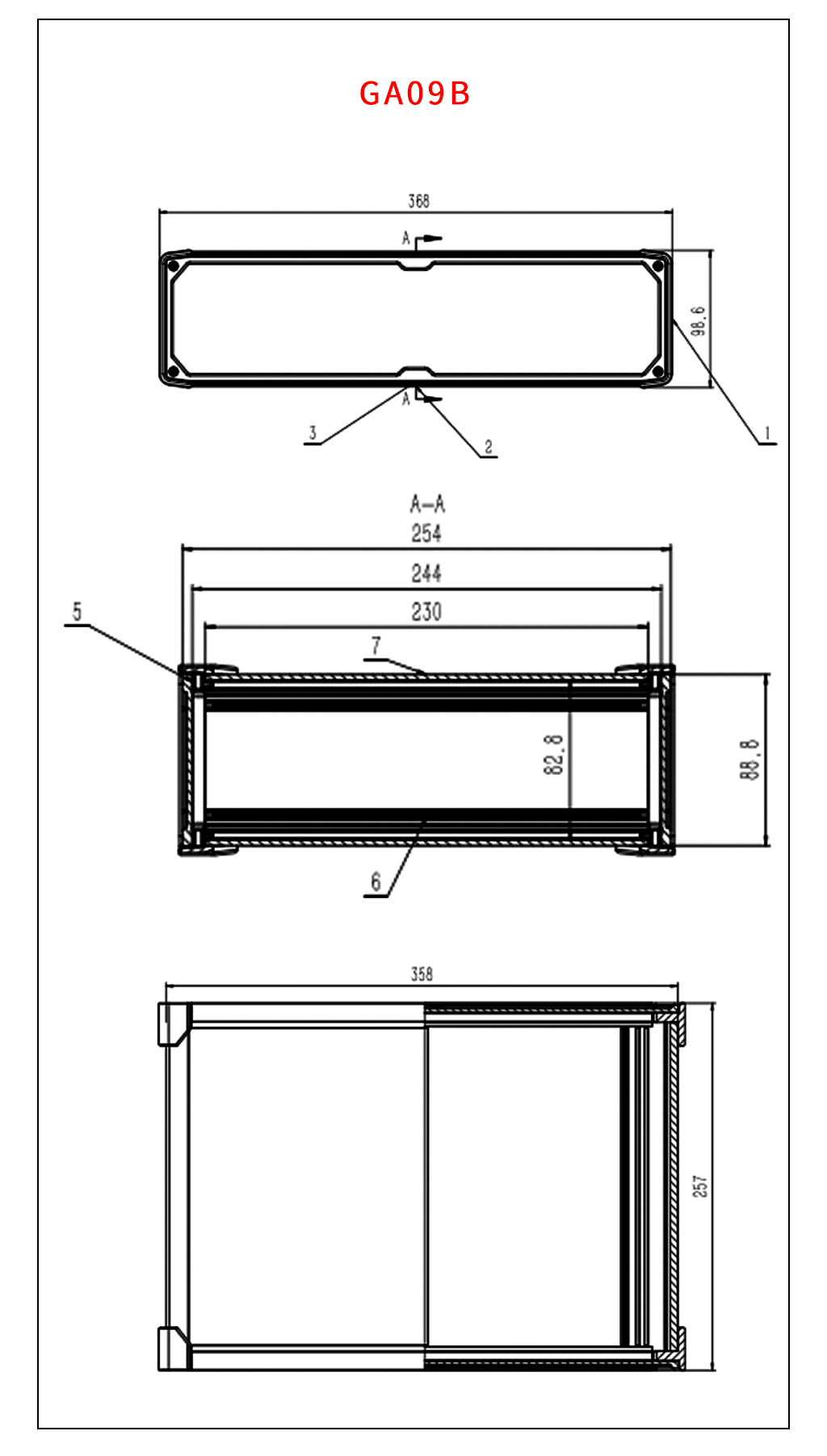 Industrial PC Enclosure - Section Drawing - GA09B