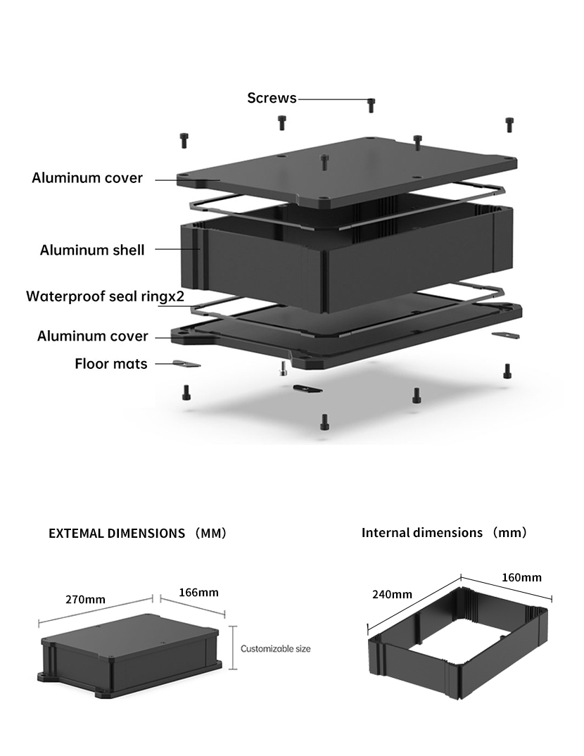 waterproof extruded aluminum enclosure-Structural Dimension Drawing